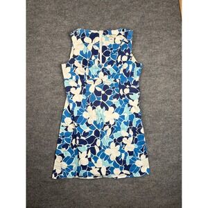 dBy ltd Women 8P Blue White Floral Sleeveless Sheath Dress Surplice Neck 7081168
